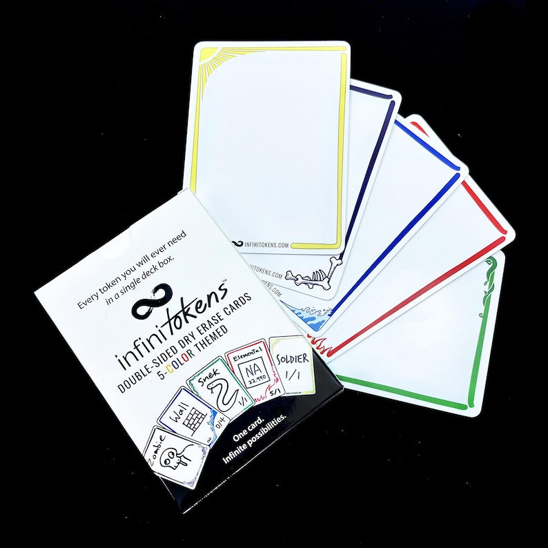 InfiniTokens Double-Sided Dry Erase Color Card Game Tokens 25 Pack